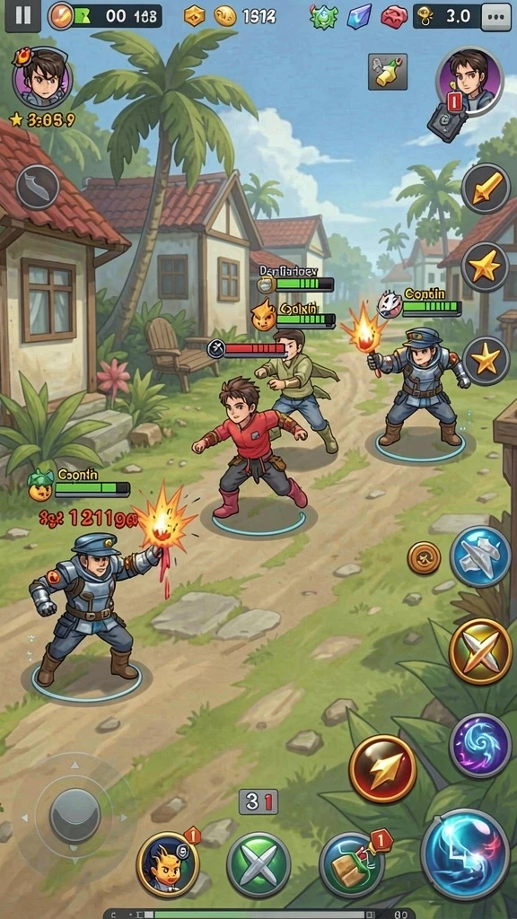 Gameplay yang seru saat bertarung melawan musuh.