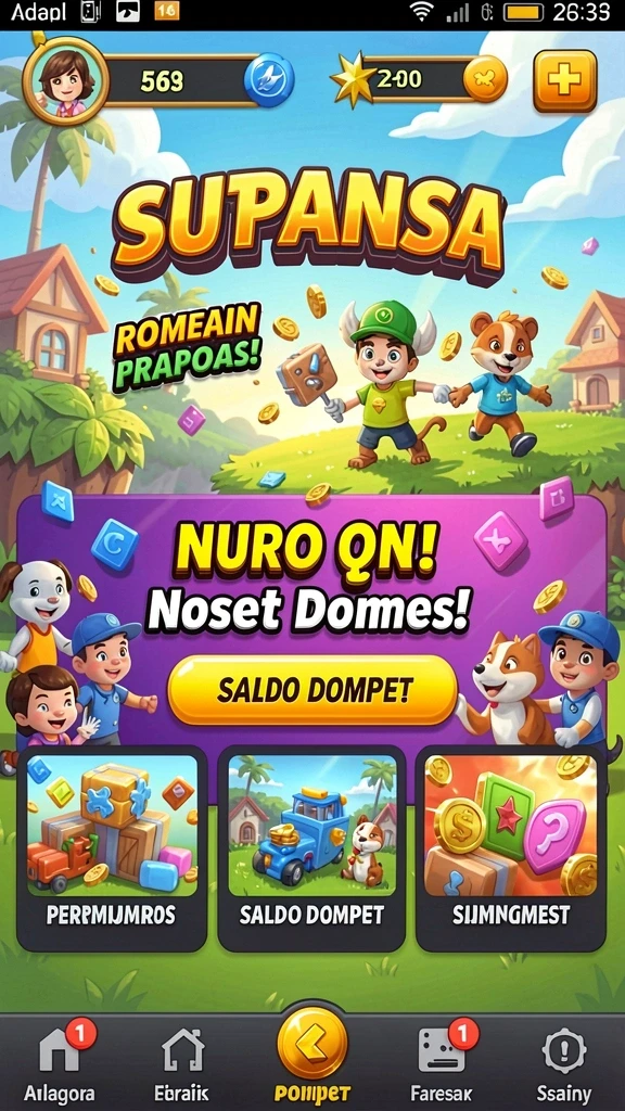 Screenshot menunjukkan antarmuka permainan yang modern dan menarik.